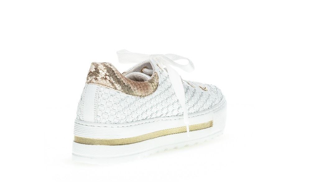 Gabor Sneaker low Leder Flechtoptik Golddetails Wechselfußbett weiß S12 86.499.50 7 | weiss/beige (go | G