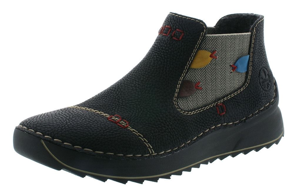 Rieker Chelsea Boots Stiefelette Slipper  schwarz 51592-00 38 | schwarz/brandy/ | F