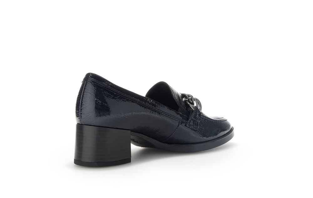 Gabor Trotteur Hochfrontpumps Lackleder Ketten- Detail blau S23 32.131.86 