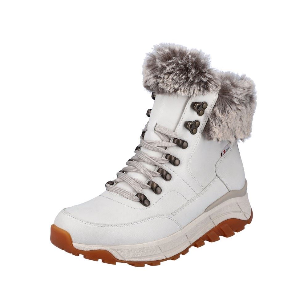 Rieker EVOLUTION Damen Schnürstiefel Schnürboot TEX- Membran Schurwolle Wechselfußbett weiß S22 W0063-80 