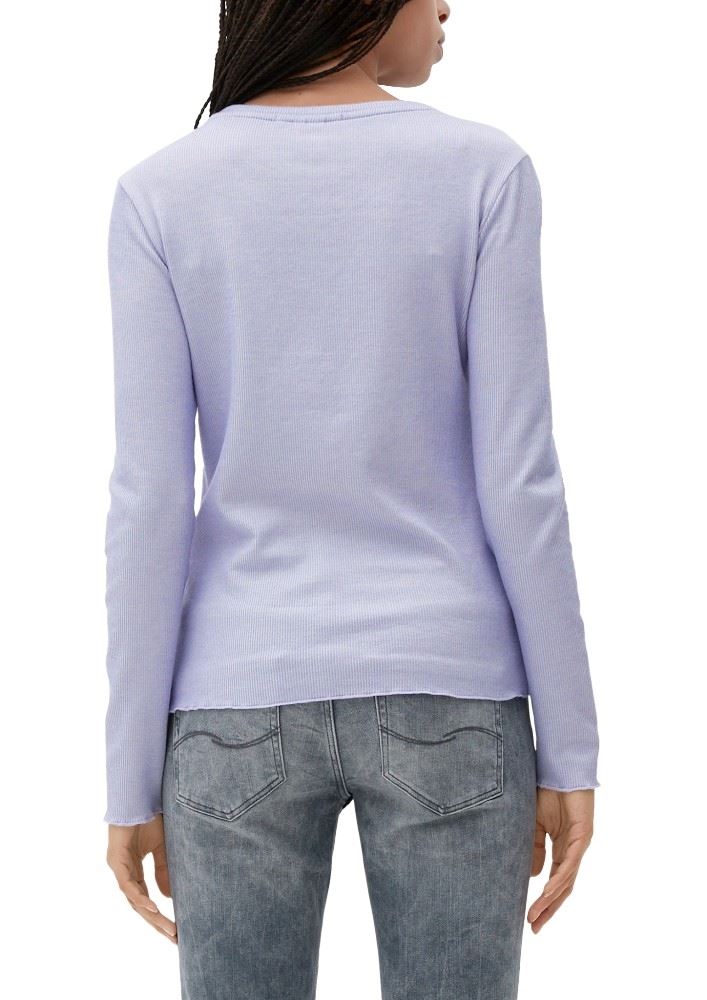 QS designed by Longsleeve mit Rippstruktur rosa, lila S13 2126088 