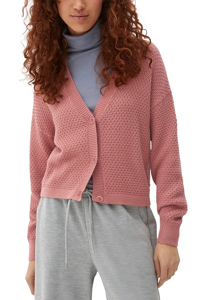 QS desinged by Strickcardigan V- Ausschnitt Knopfleiste rosa,lila, schwarz S22 2125126 XS | 2068 ORANGE | 