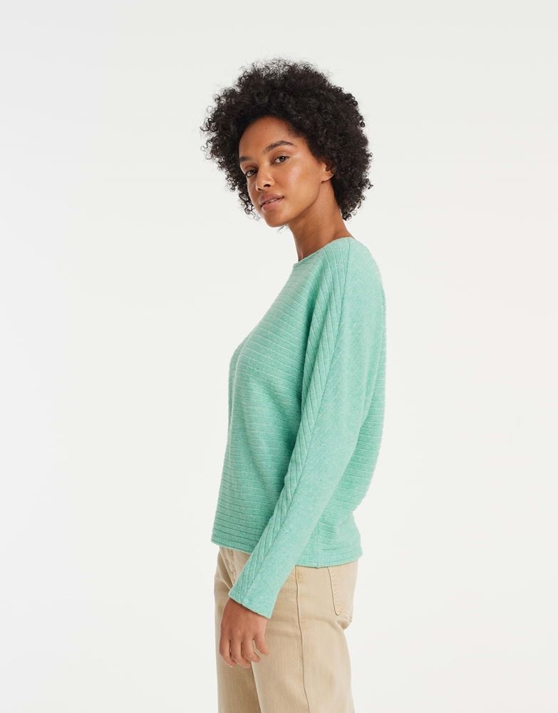OPUS Sweatshirt Genime Quer- Ripp Fledermausärmel grün S13 10140311067100 