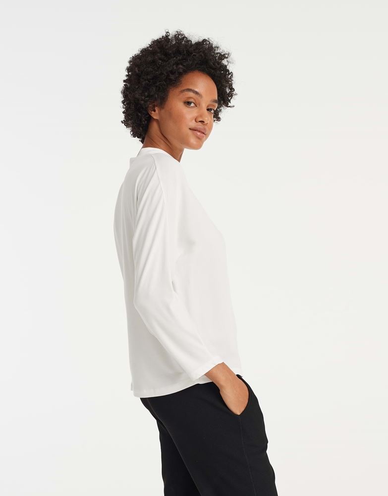 OPUS Shirt Selse Stehkragen Fledermausärmel Druckknöpfe weiß S13 10094310750147 