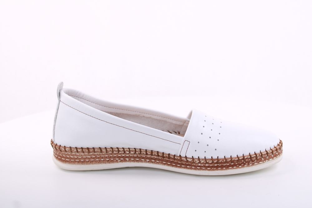 PETER ERIKSON Damen Slipper Loafer Leder Comfort- Fußbett weiß, blau S13 221591 