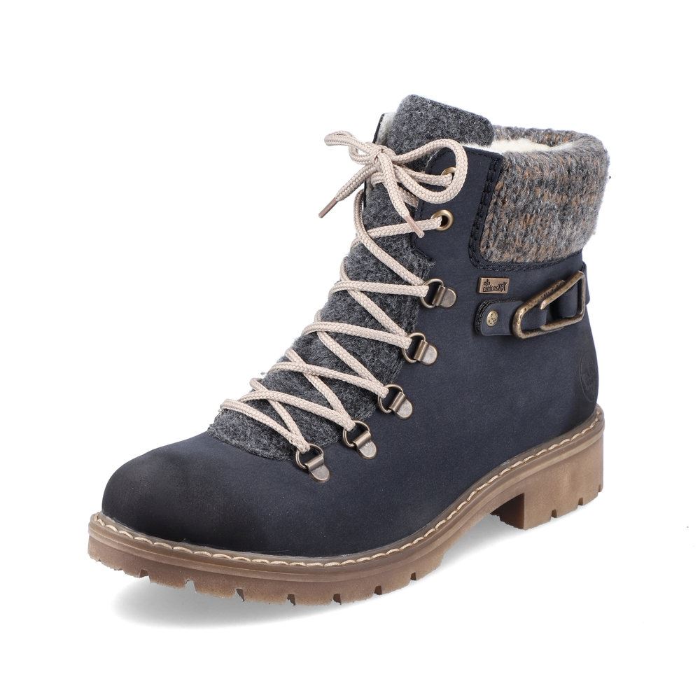 Rieker Antistress Schnürstiefel Boots Lammwolle TEX-Membran  blau S21  Y9131-14 41 | pazifik/anthraz | F