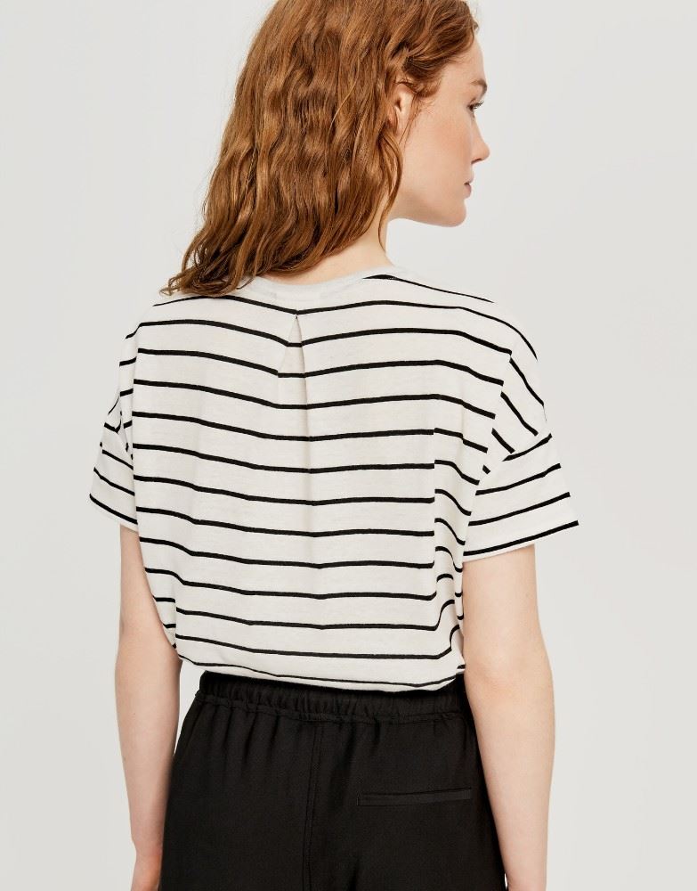 OPUS T- Shirt Sileika gestreift schwarz weiß Leinen S11 245139165 