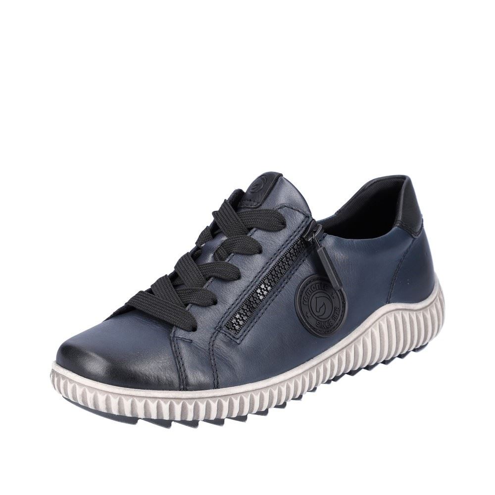 Remonte Damen Schnürschuh Sneaker Leder Wechselfußbett blau S22 R8201-14 37 | pazifik/schwarz | G