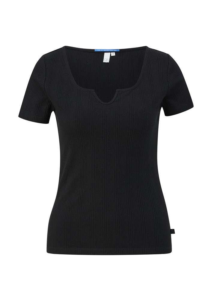 QS designed by T-Shirt mit Tunika-Ausschnitt weiß, lila, blau, schwarz S13 2127890 