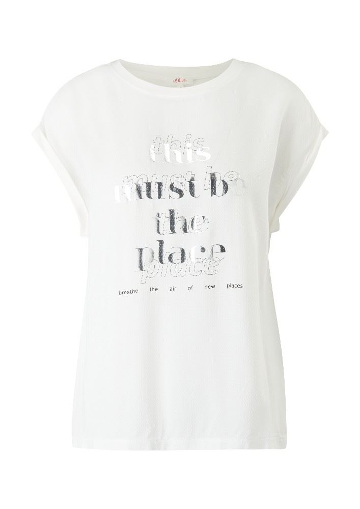s.Oliver T-Shirt mit Metallic-Statement-Print S12 2115800 38 | 02D0 WHITE | 