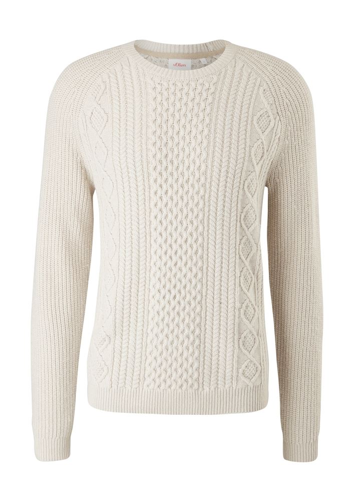 s.Oliver Pullover Zopfmuster Strick Rundhals wollweiß S21 2106000 
