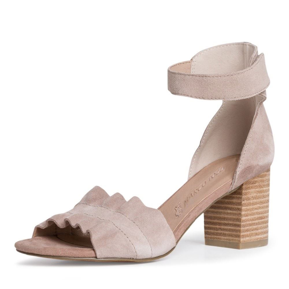 MARCO TOZZI Sandalette Leder Blockabsatz braun beige S12 2-2-28398-28 37 | 007 BLACK UNI | 