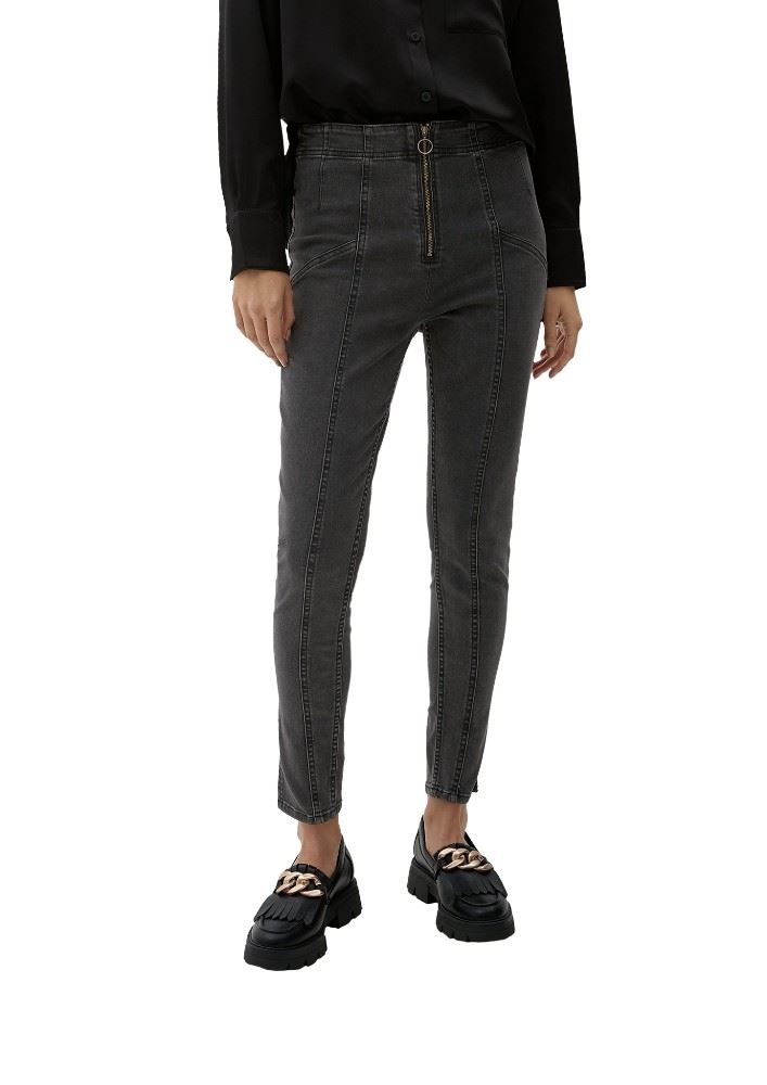 QS designed by Slim-Jeans mit Ziernähten dunkelgrau S22  2118872 36 | 98Z4 GREY/BLACK | 