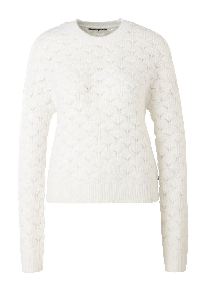 QS designed by Pullover Strick Rundhals ecru S21 2113656 