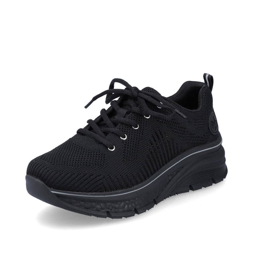 Rieker Antistress Damen Schnürschuh Sneaker Plateausohle Wechselfußbett schwarz S13 48022-00 