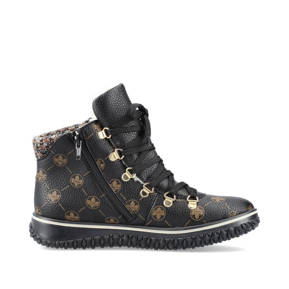 Rieker Antistress Schnürboot Schnürschuh Logo- Print schwarz  S21 Z4235-00 37 | schwarz/terra | E