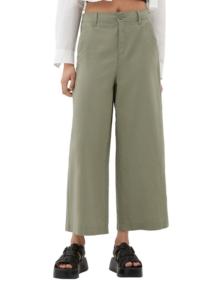 QS designed by Regular: Culotte aus Leinenmix grün,schwarz S13  2127625 