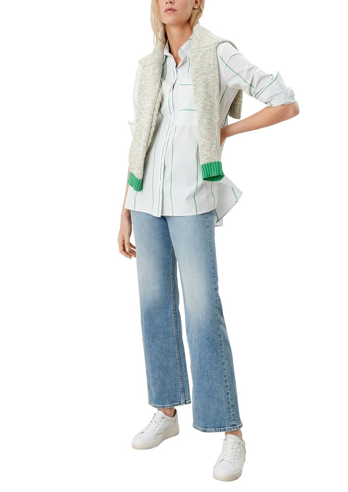 s.Oliver Bluse legere gestreift weiß S12  2110400 L | Light Blue Stri | 