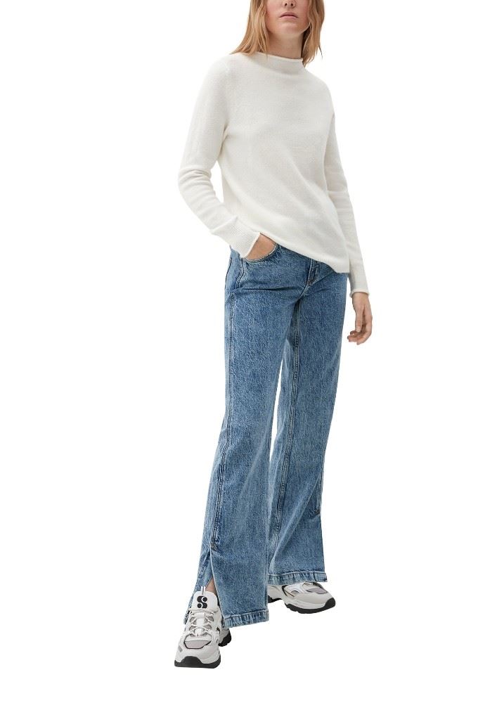 QS designed by Pullover mit Rollsäumen weiß, orange, grau S22  2124387 XL | 02W0 WHITE | 