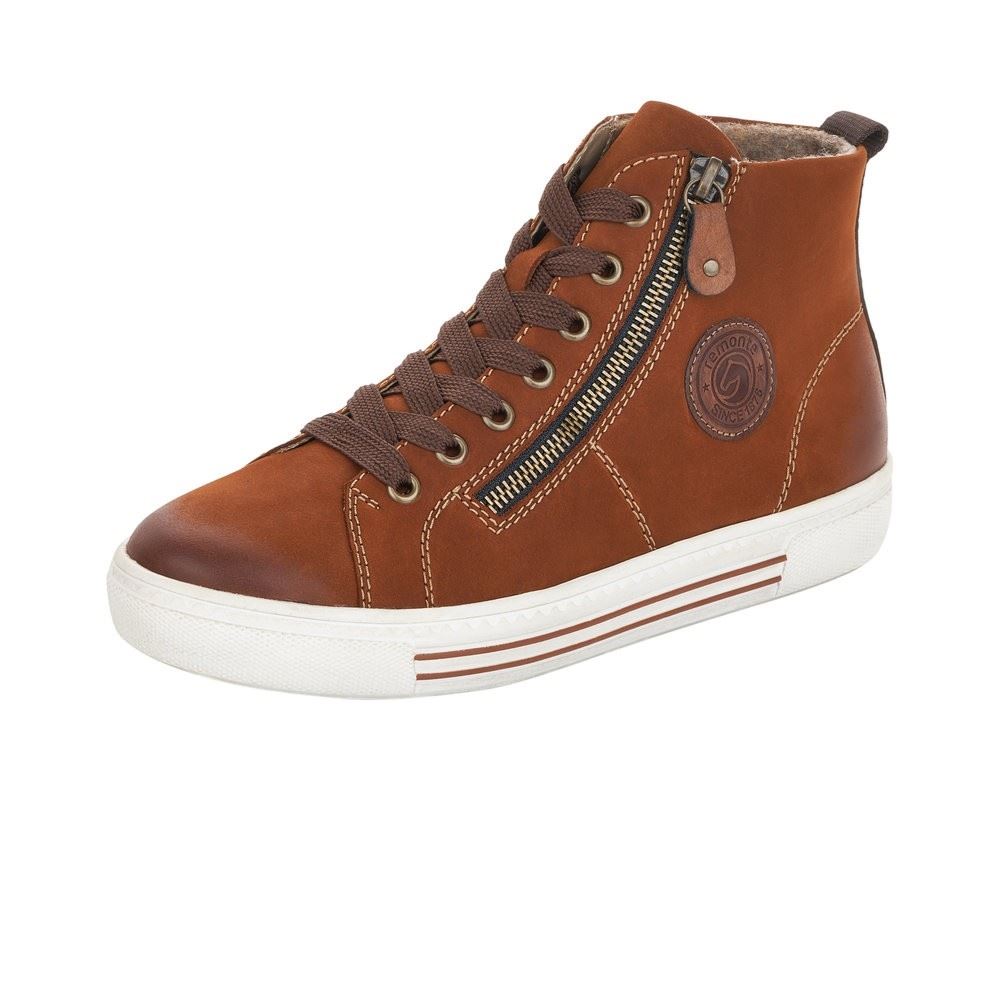 Remonte Sneaker High Top Nubukleder Reißverschluss braun S21 D0972-22 