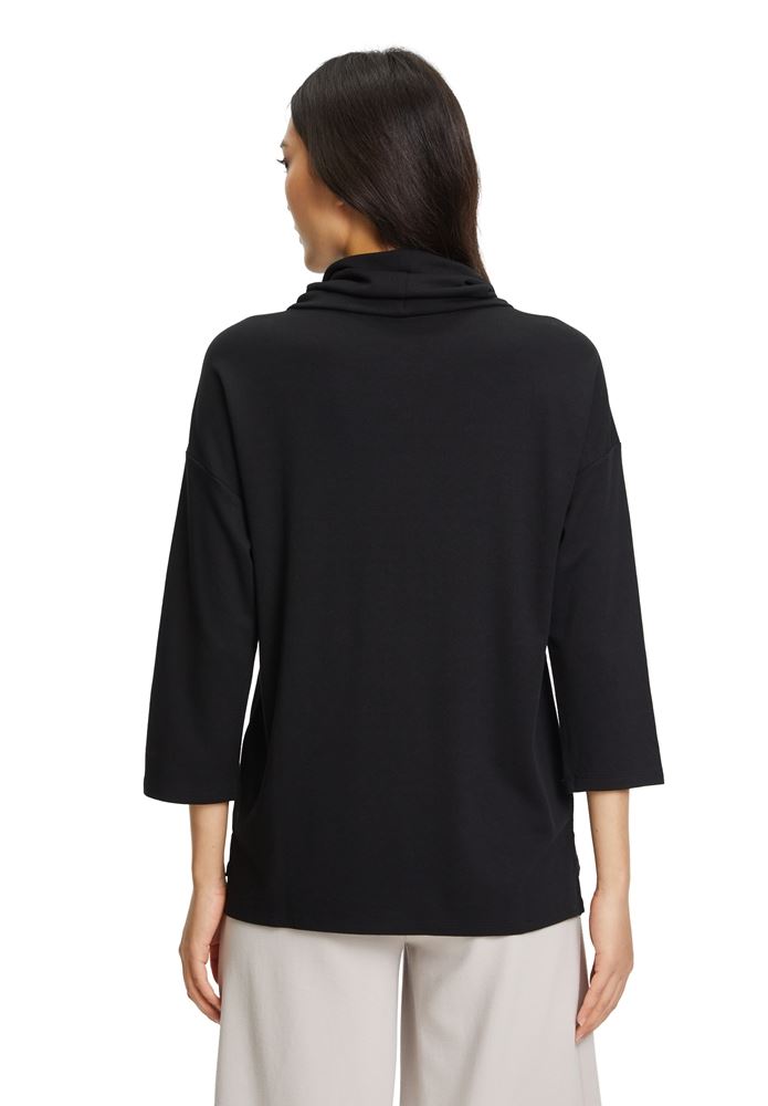Betty Barclay Sweatshirt 3/4 Arm Statement Druck Rollkragen schwarz S22 25371216 