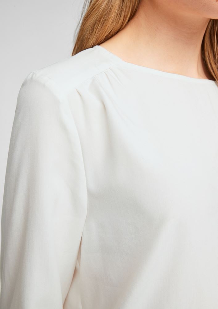 s.Oliver Bluse Langarm Rundhals Rippbündchen S20 2056581 36 | 0210 Off-White | 