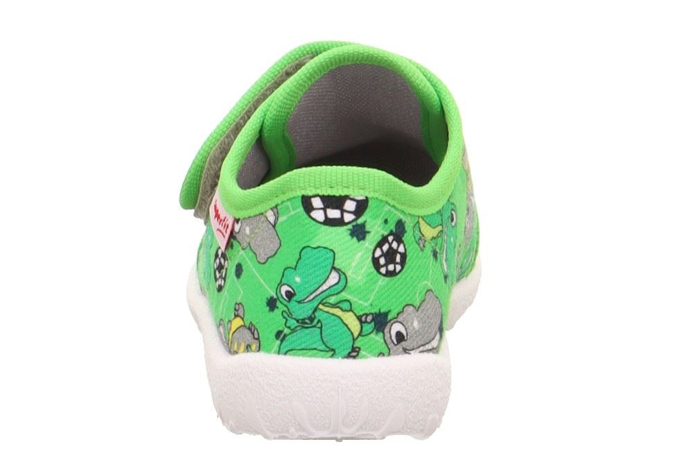 superfit SPOTTY - Grün/Mehrfarbig Hausschuh mit Klettverschluss Dino, Fußball S13 1-009246-7010 20 | grün | 