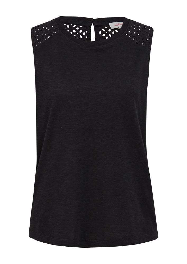 s.Oliver Top mit Lochstickerei weiß, orange, grün, schwarz S13  2129260 