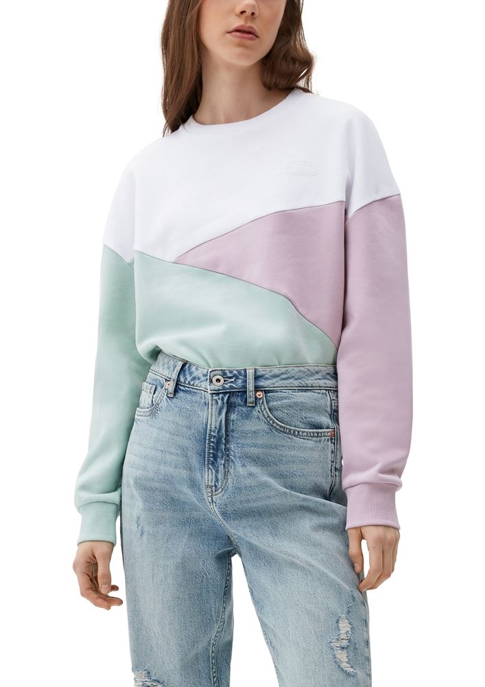 QS designed by Sweatshirt in Colour Blocking-Optik weiß S13 2127760 