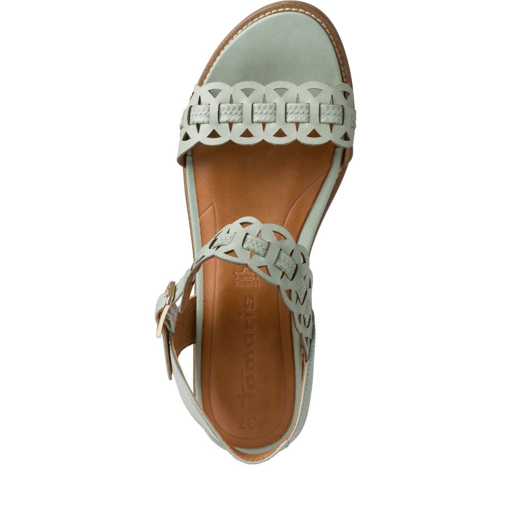Tamaris Sandalette TOUCHit Fußbett Keilabsatz grün S12  1-1-28223-28 41 | 760 MINT | 