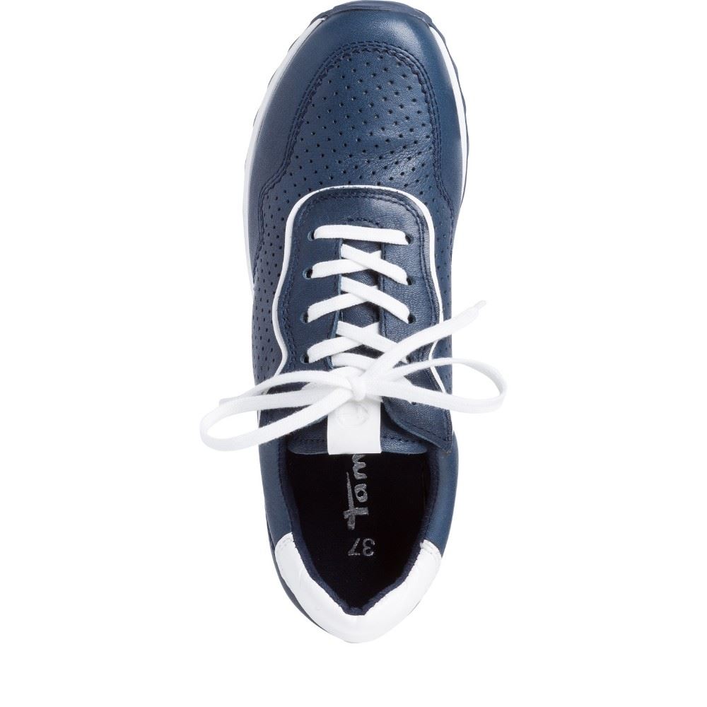 Tamaris Schnürer Sneaker Leder navy  1-1-23618-26 37 | 810 NAVY/WHITE | 