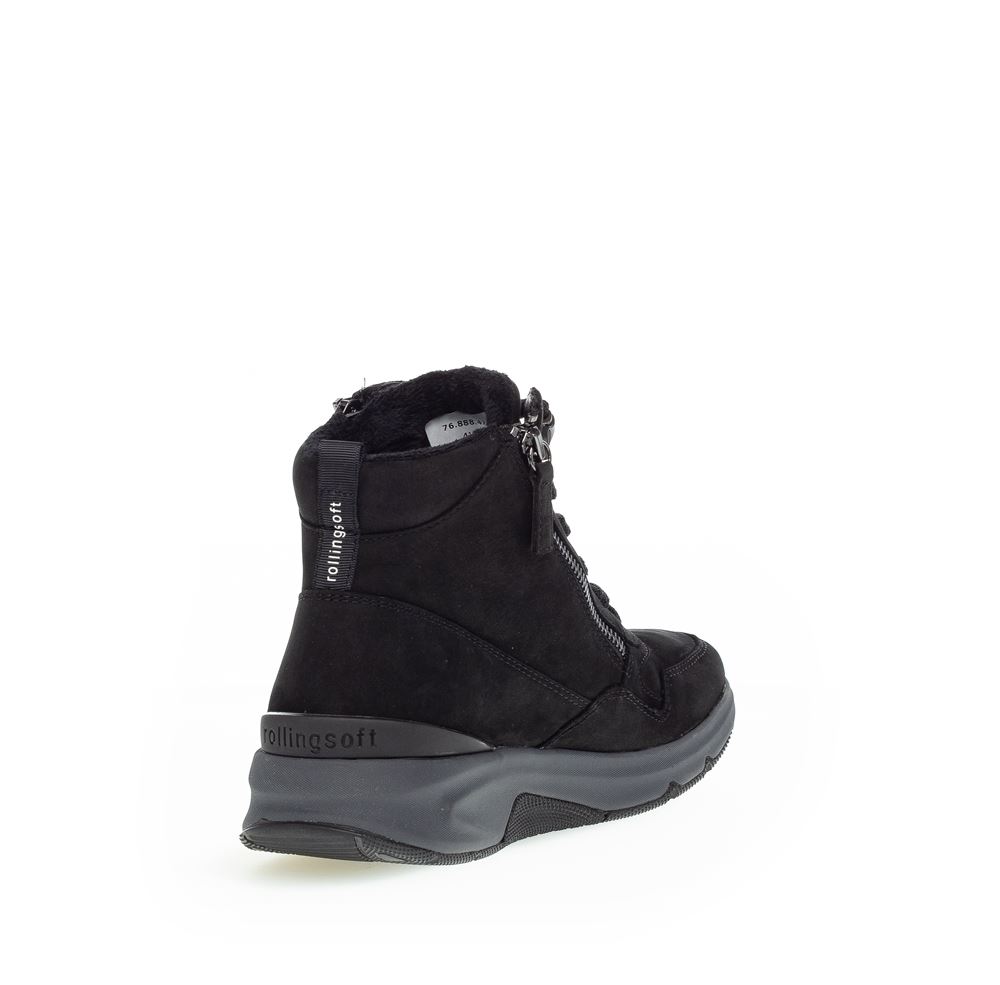 Gabor rollingsoft Schnürstiefelette Schnürschuh Rauleder OPTIFIT-Wechselfußbett  schwarz S22 96.888.47 5,5 | schwarz (Flausc | 