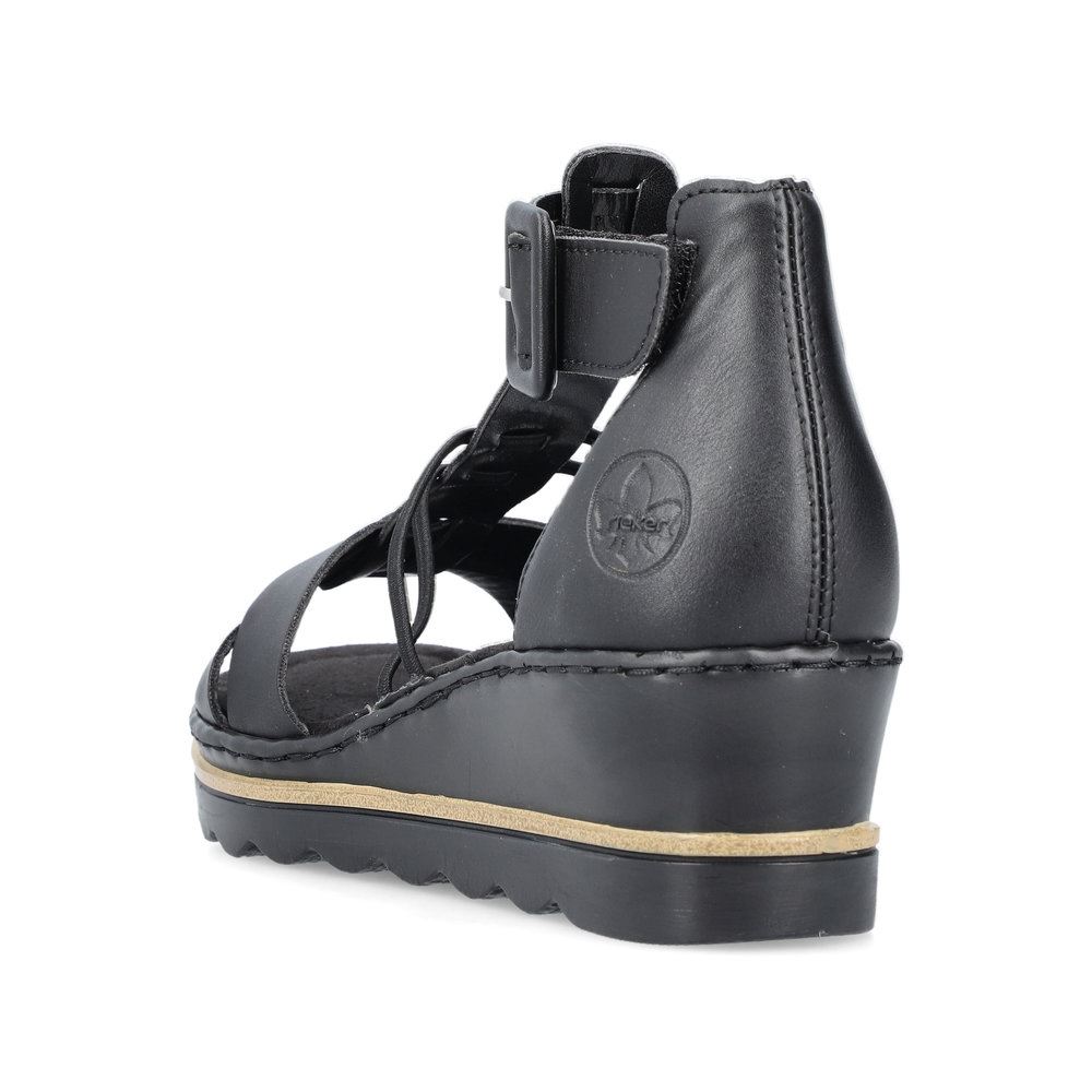 Rieker Damen Keilsandaletten asphaltschwarz S13 67480-01 