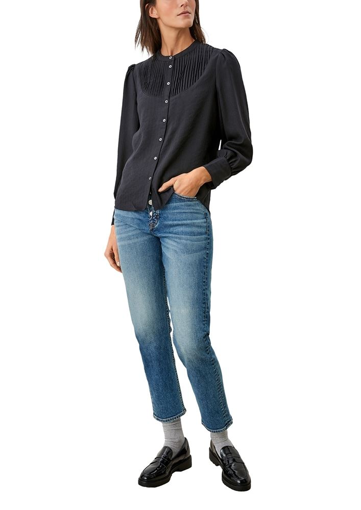 s.Oliver Bluse langarm Dobby- Struktur schwarz S12  2108797 34 | 99G8 Black Stri | 
