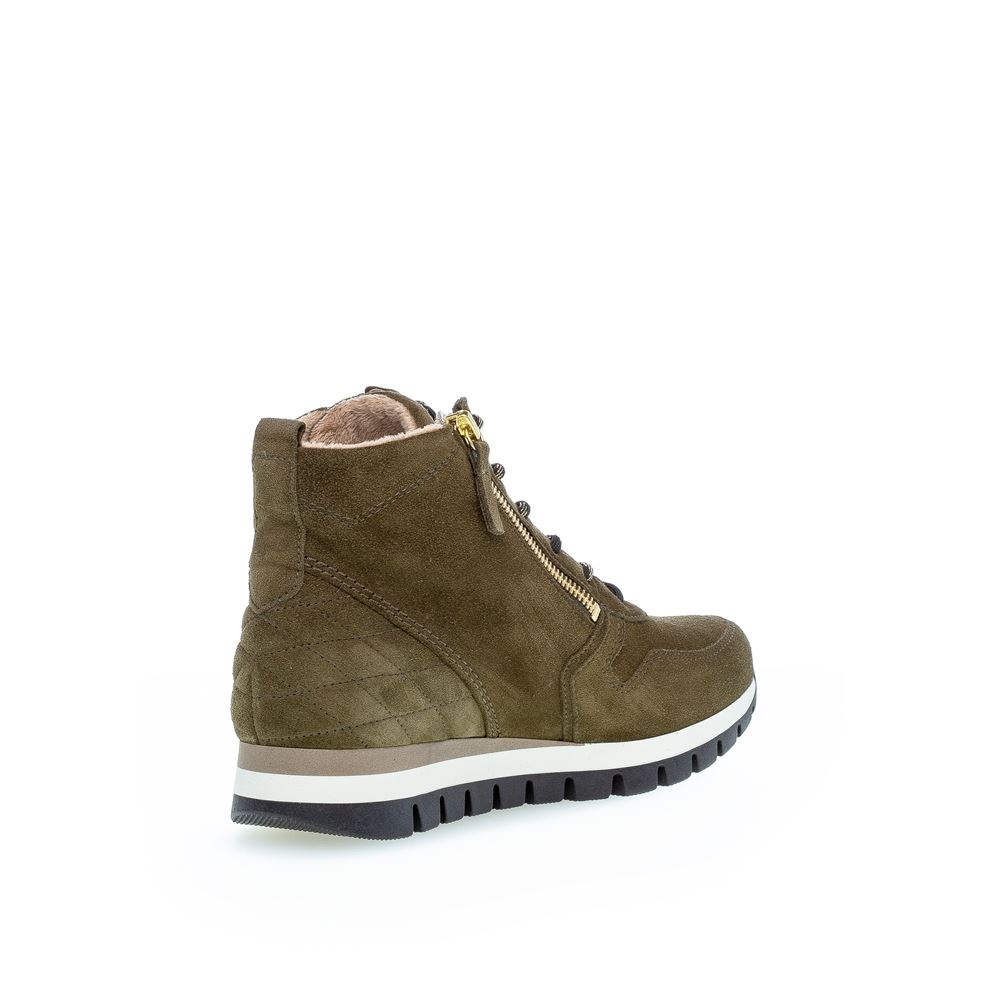 Gabor comfort Stiefelette Rauleder Wechselfußbett H-Weite grün S22 96.455.33 4 | oliv(Flausch/go | H