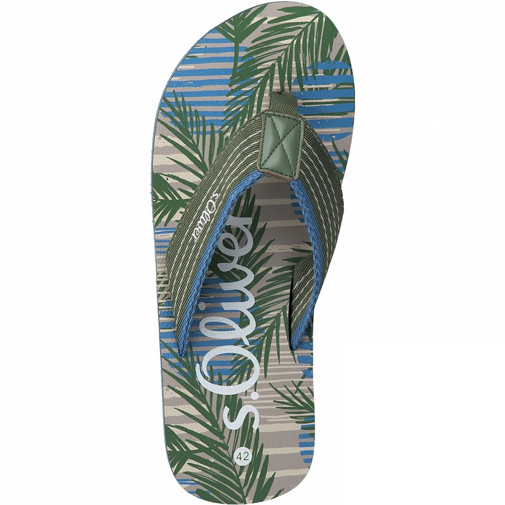 s.Oliver Herren Flip Flops Zehentrenner grün S12  5-5-17210-38 43 | 730 KHAKI COMB | 