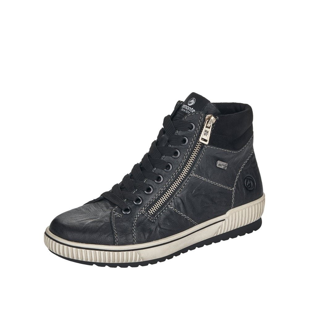 Remonte Damen Schnürschuh Sneaker High Leder TEX- Membran schwarz S22  D0772-01 38 | schwarz/schwarz | G