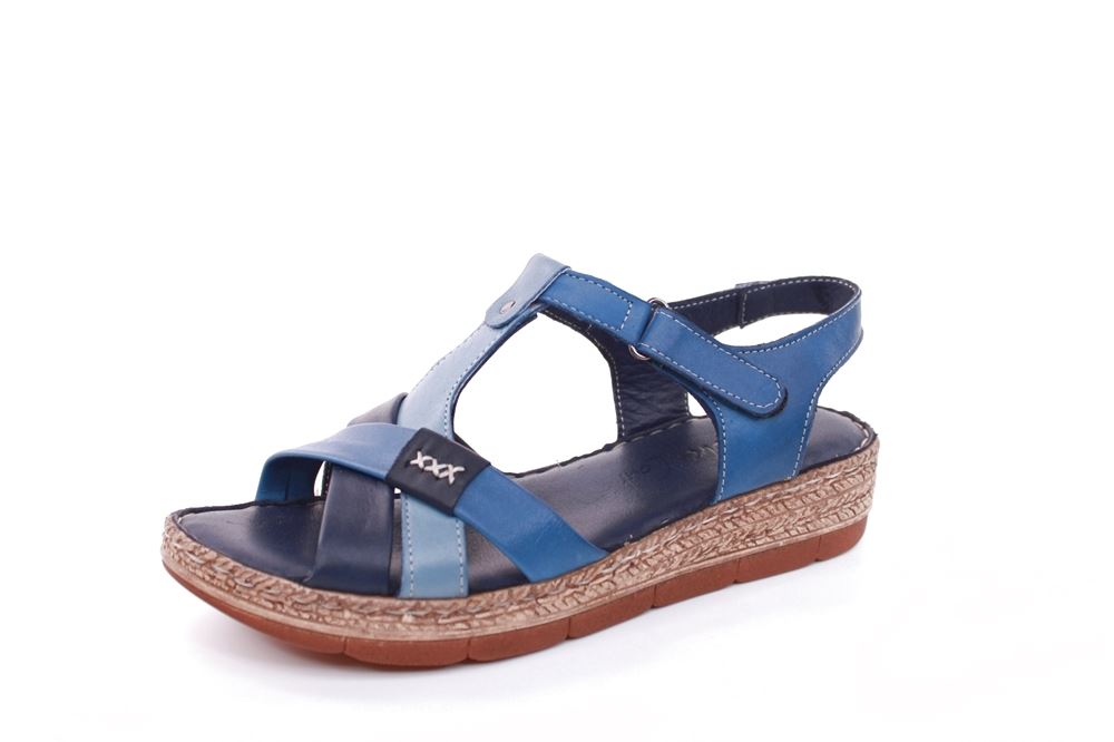 Andrea Conti Sandale Leder Keilabsatz blau S12 18836041024 