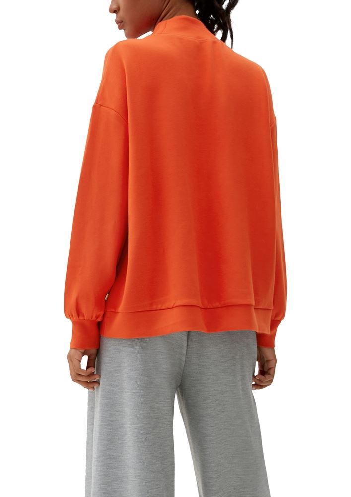 QS designed by Sweatshirt Viskosemix Stehkragen orange, grün S22 2120260 XS | 2392 ORANGE | 