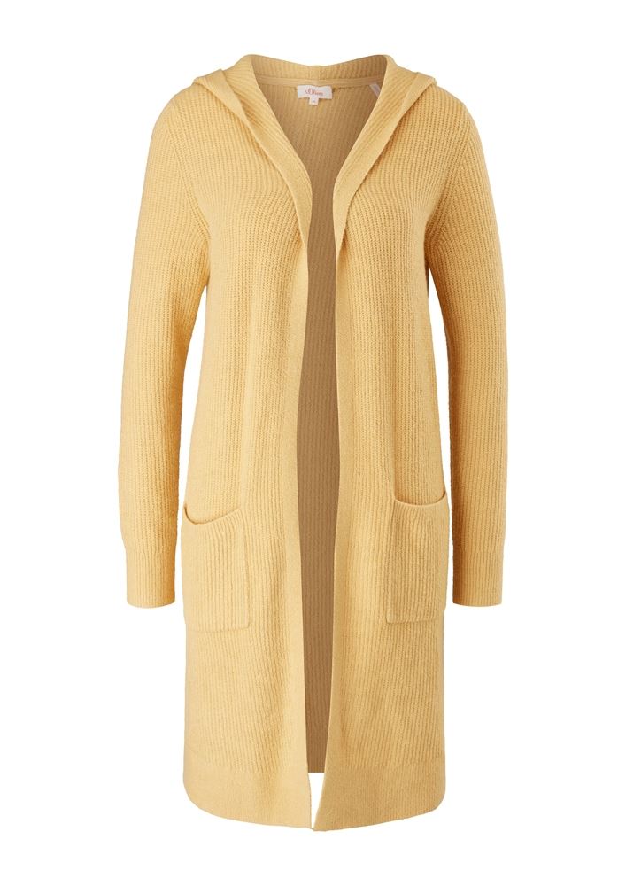 s.Oliver Cardigan Strickjacke lang Kapuze gelb S21 2106624 