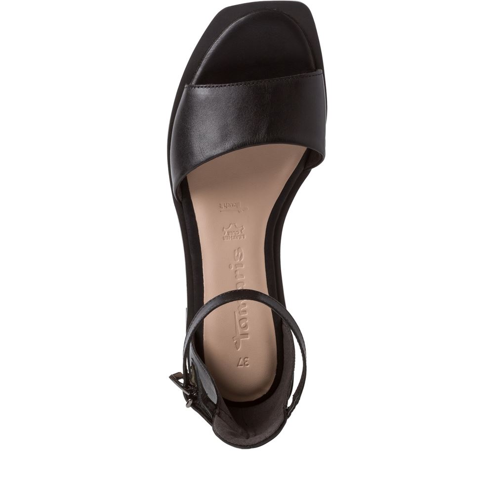 Tamaris Sandale Leder TOUCHit Fußbett schwarz S12 1-1-28142-28 39 | 016 BLK LEATH. | 