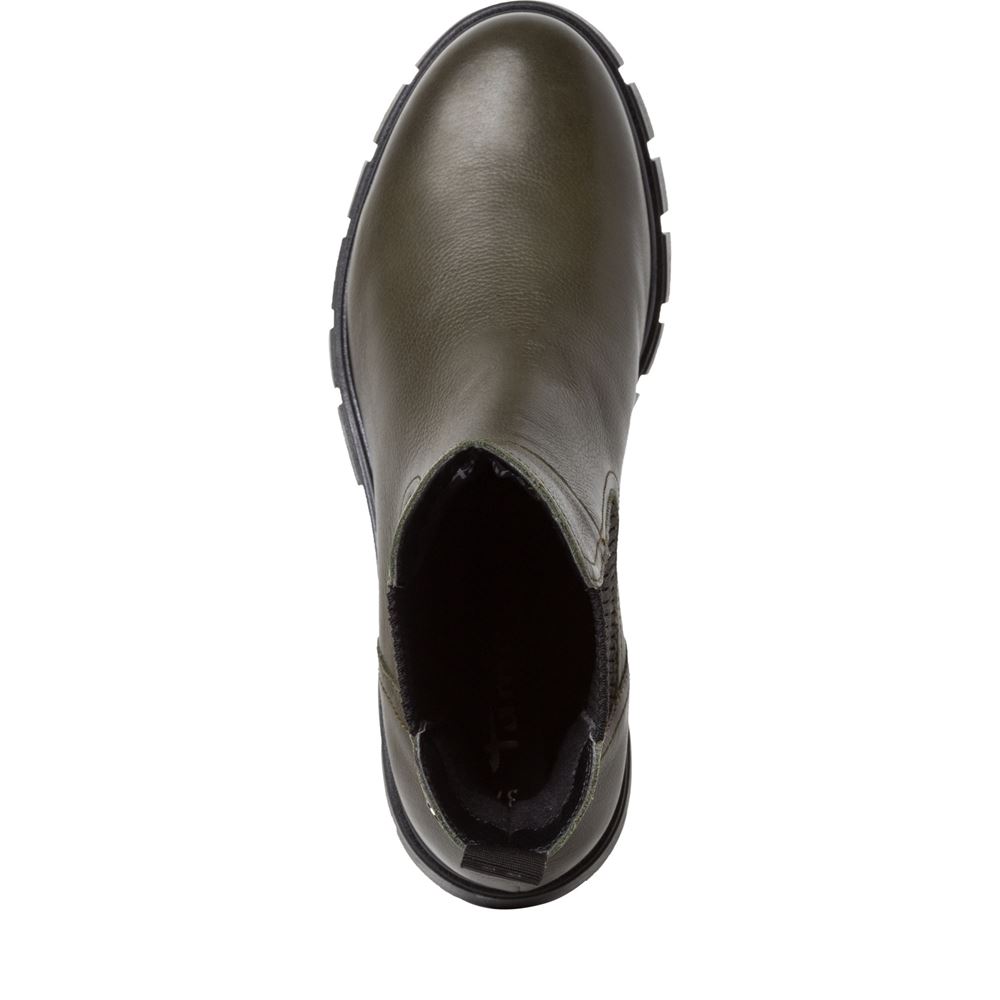 Tamaris Chelsea-Boots Leder TOUCHit-Fußbett grün S22 1-1-25479-29 