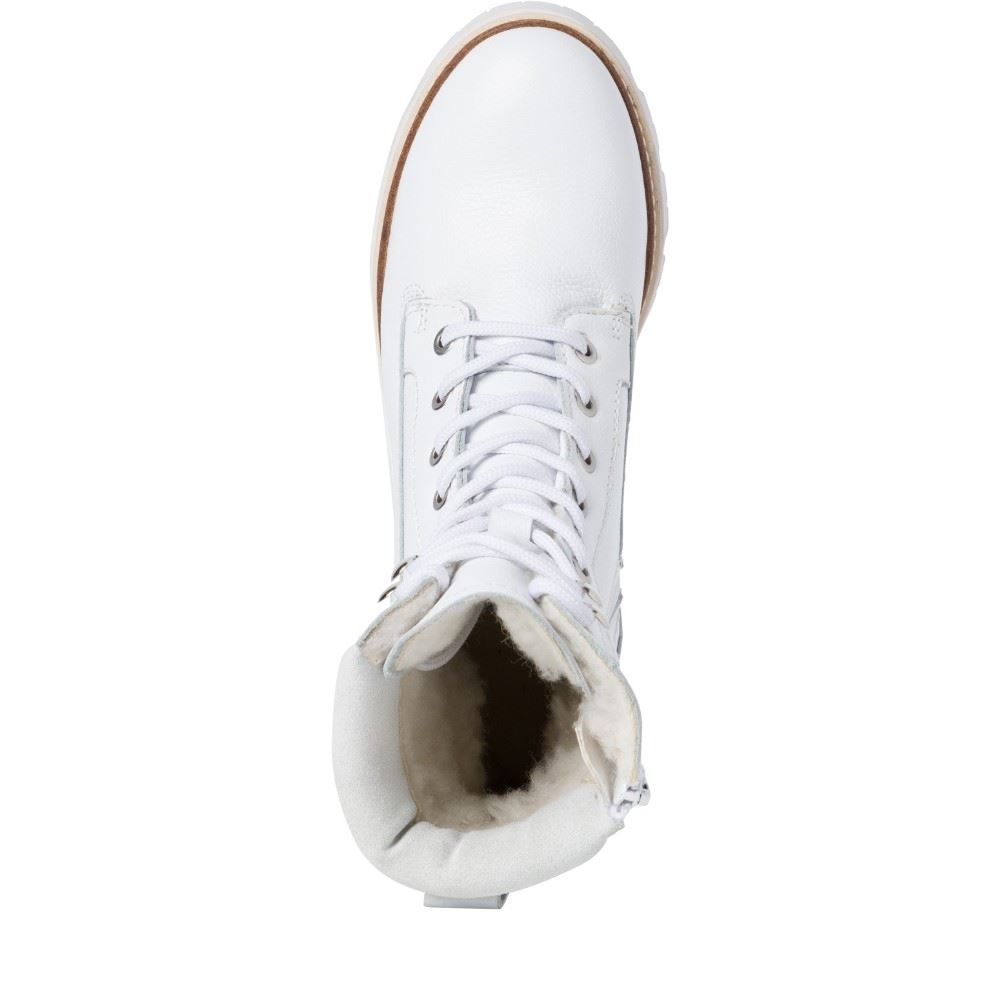 Tamaris Stiefelette Schnürboot Leder DUOtex Wechselfußbett Warmfutter weiß S22 1-1-26859-29 