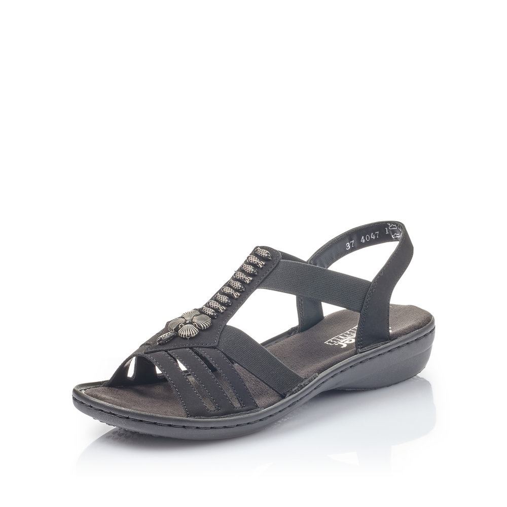Rieker Antistress Damen Sandale Riemchensandale Gummizug schwarz S13 60806-00 