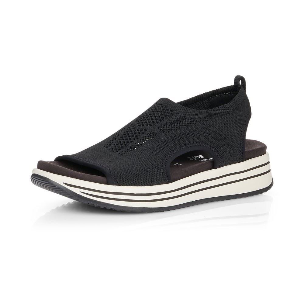 Remonte Sandalette Gummizug Plateau Memosoft schwarz R2955-02 38 | schwarz | F