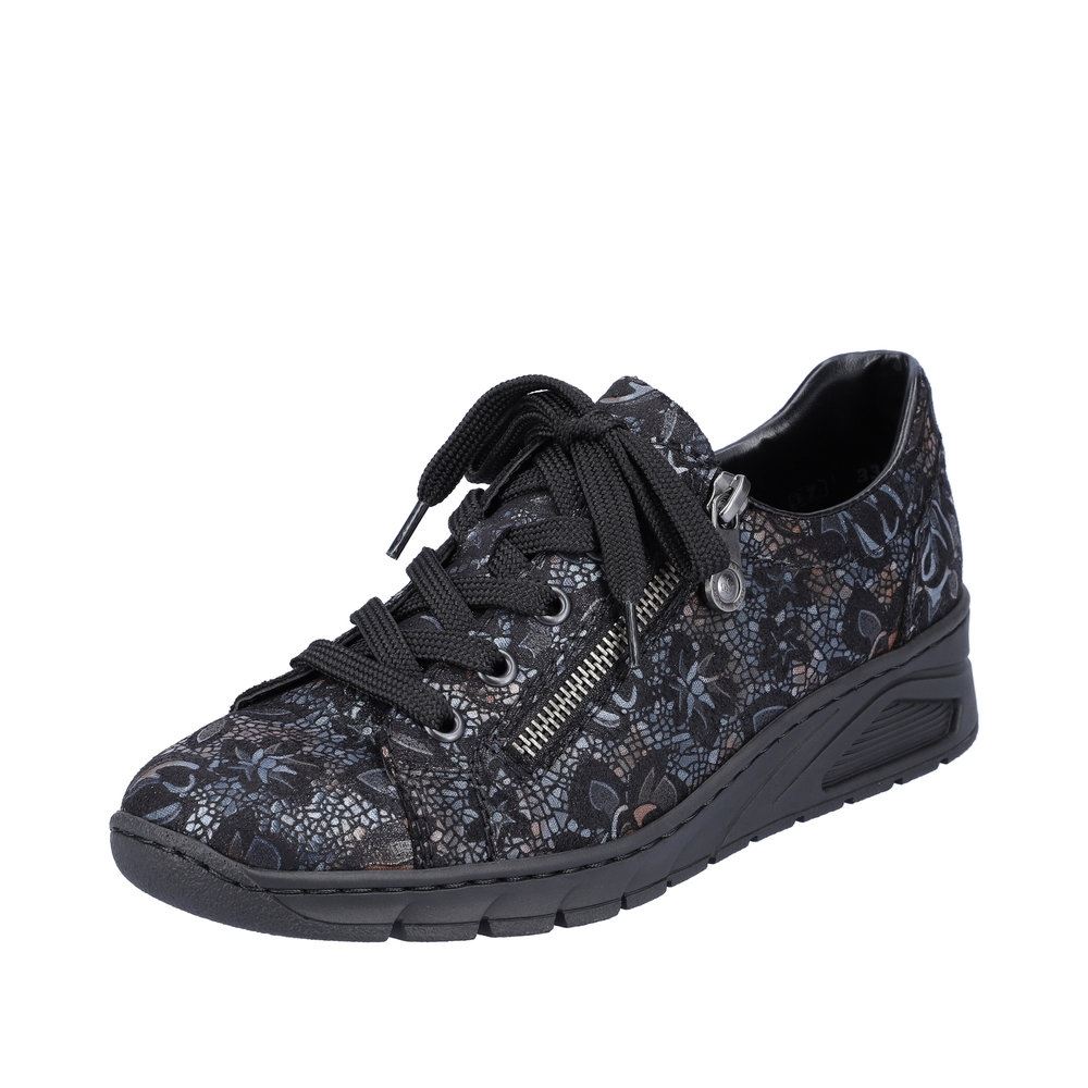 Rieker Damen Schnürschuhe schwarz-metallic S23 N3302-90 