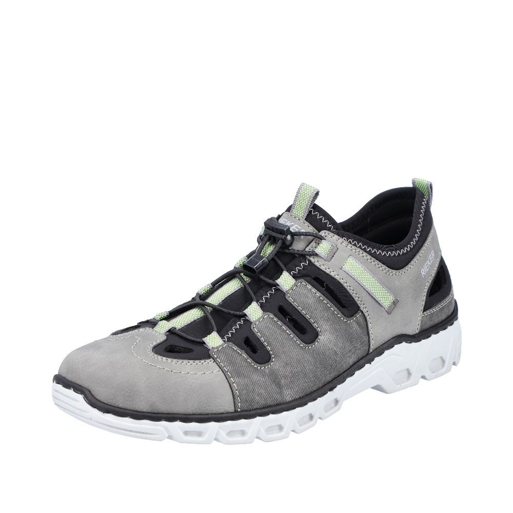 Rieker Antistress Herren Slipper Schlupfschuh Schnellschnürung  grau S12  14508-40 42 | Grau | H