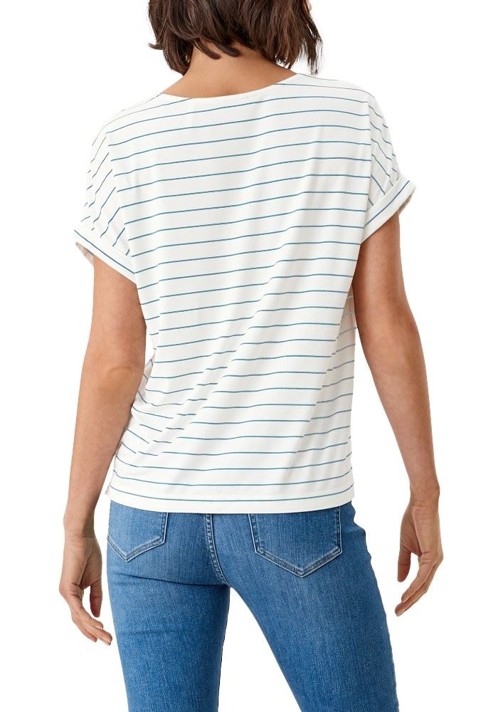 s.Oliver Damen Shirt Viskose gestreift weiß S12 2114337 