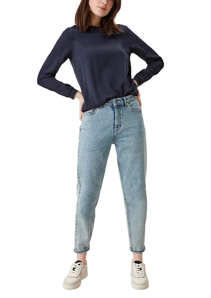 s.Oliver Bluse mit Rippbündchen grün blau S12  2117612 42 | 5959 dark blue | 
