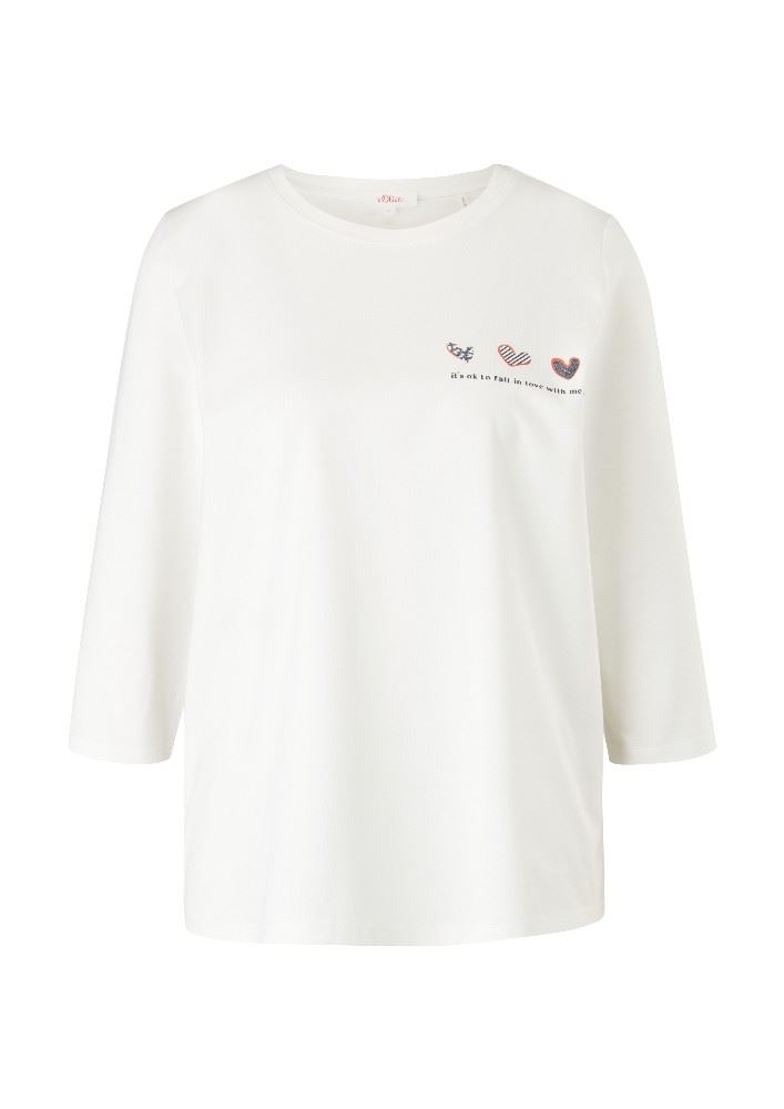 s.Oliver Jerseyshirt mit Frontprint 3/4 Arm 2110442 M | 02D1 off-white | 